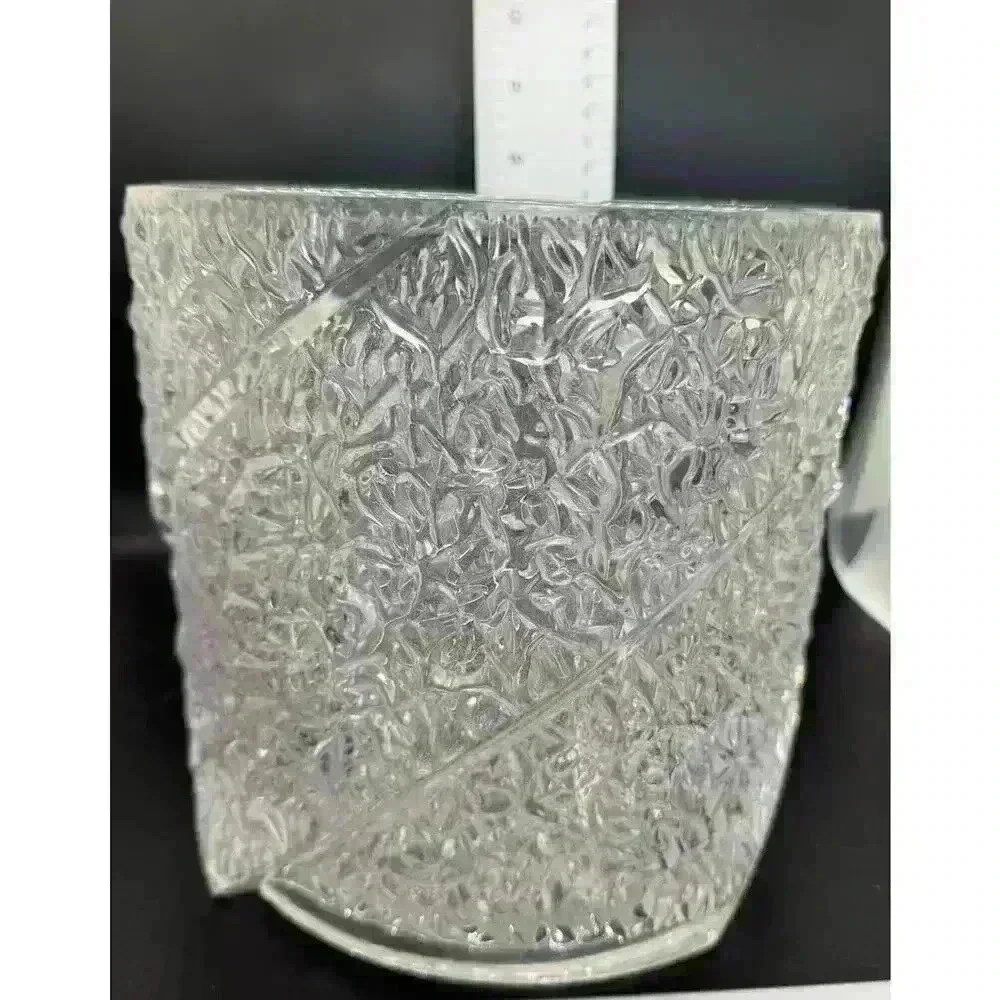 Vintage Mid-Century Modern Lucite Iceberg Textured Ice Bucket Stunning Clear